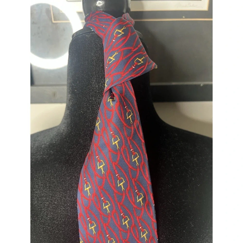 Gucci Silk Tie Horsebit Logo Print Made in Italy